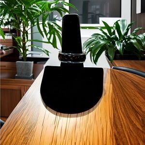 Men’s Stainless and Leather Pinky Ring